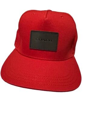 Coach F33774 Flat Brim Hat (Red/Black) - Like New